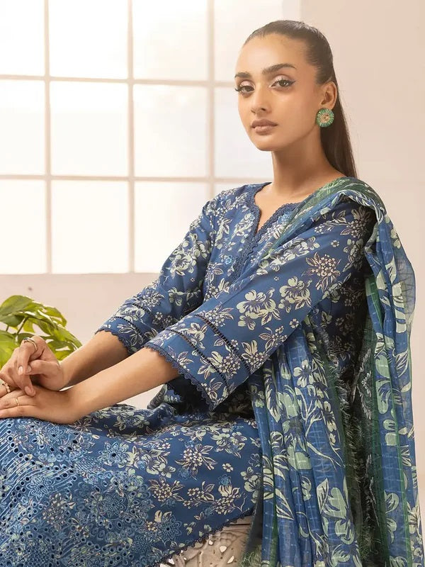 Printkari by NUR Embroidered Lawn 3 Piece Unstitch Dress - PN 22