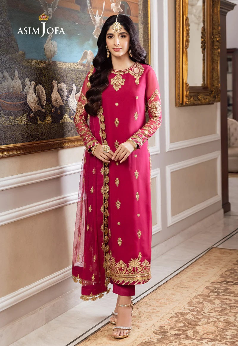 Asim Jofa Zari Sitara Embroidered Chiffon Georgette Unstitched 3 Piece Dress - AJZS 22