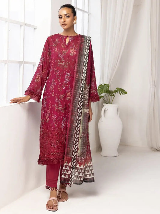 Printkari by NUR Embroidered Lawn 3 Piece Unstitch Dress - PN 23
