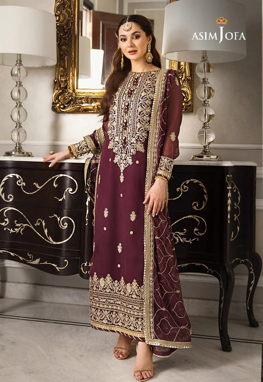 Asim Jofa Zari Sitara Embroidered Chiffon Georgette Unstitched 3 Piece Dress - AJZS 23
