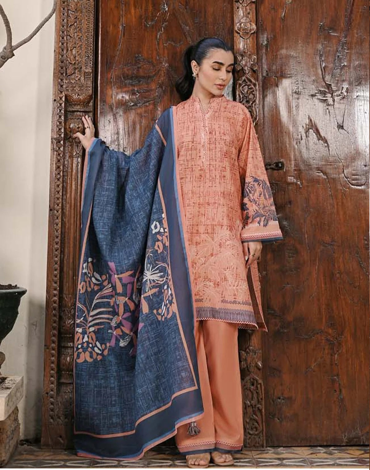 Sahar Past Printed Lawn Suits Unstitched 3 Piece SHR-S24-PL-V1-23 - Summer Collection