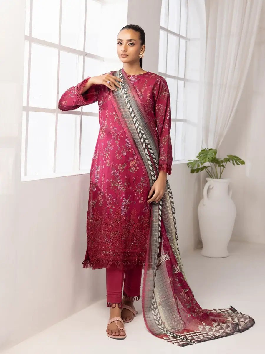Printkari by NUR Embroidered Lawn 3 Piece Unstitch Dress - PN 23