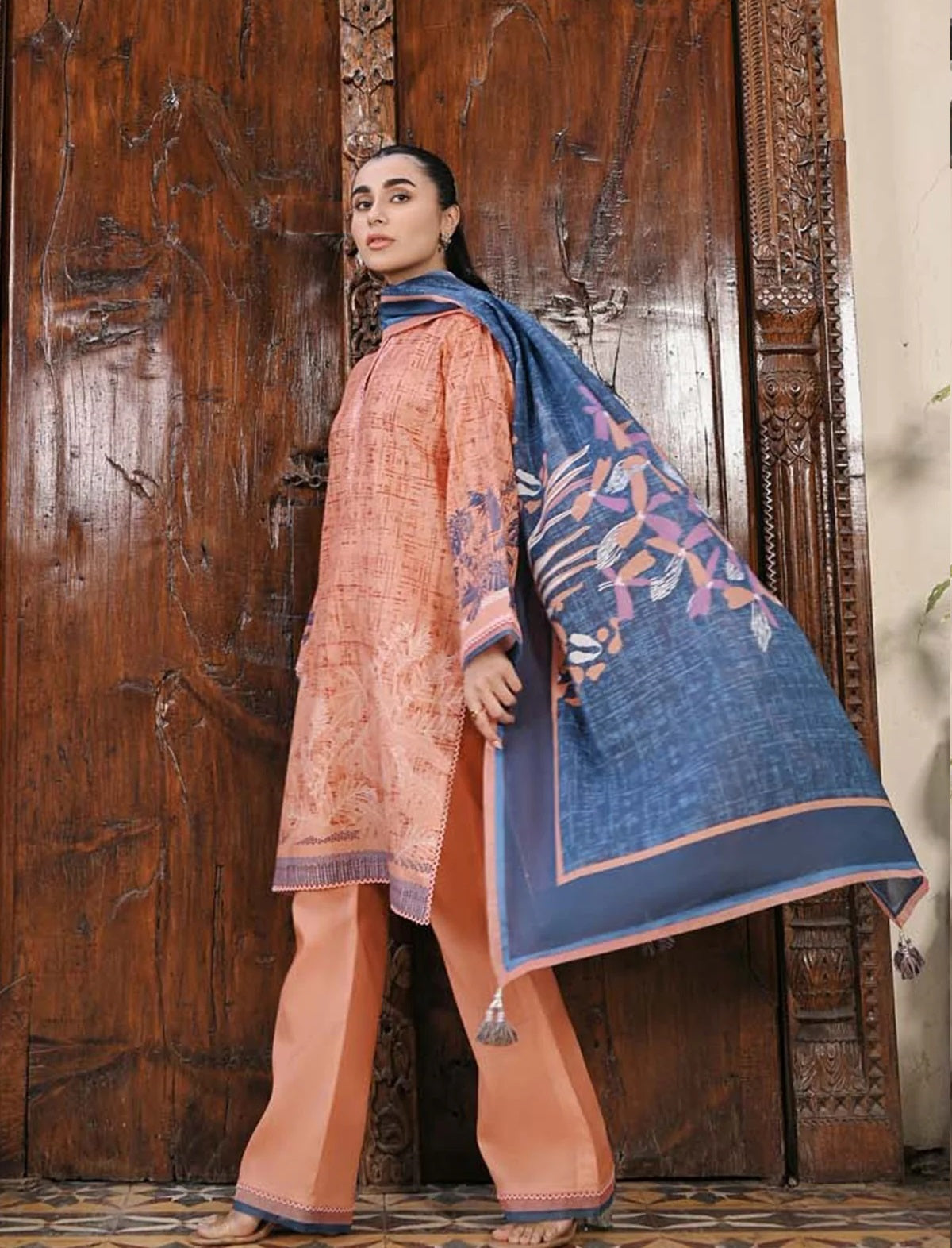 Sahar Past Printed Lawn Suits Unstitched 3 Piece SHR-S24-PL-V1-23 - Summer Collection