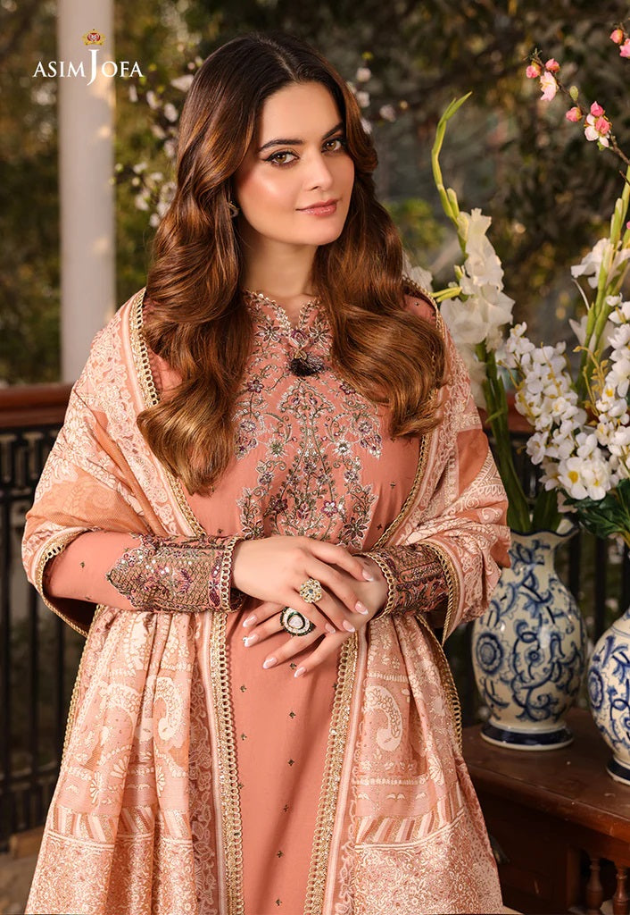 Zarq Barq By Asim Jofa Embroidered Suits Unstitched 3 Piece AJZB-23 - Eid Collection