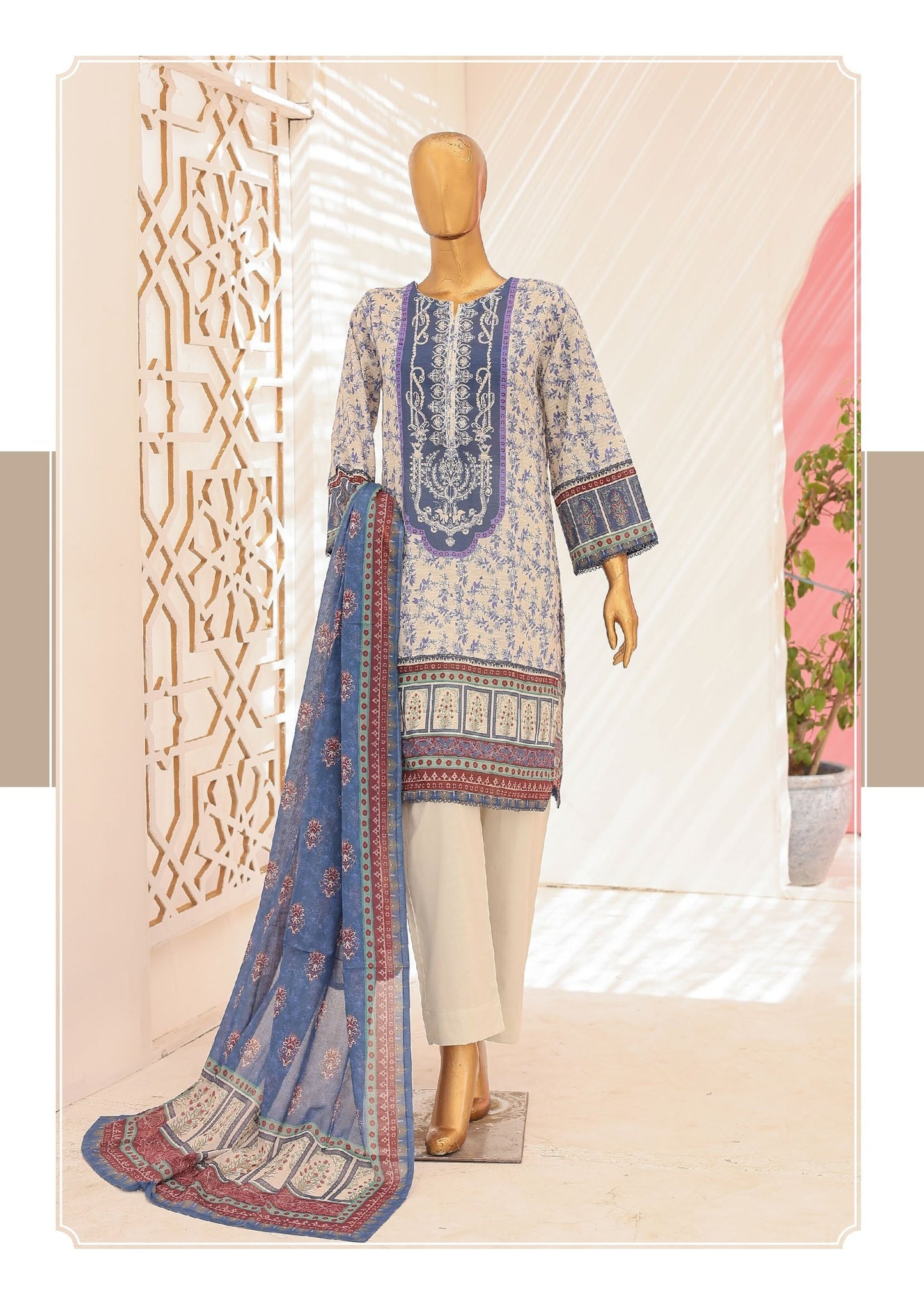 Riwayat Digital Printed Lawn 3piece Unstitched Dress - 24764