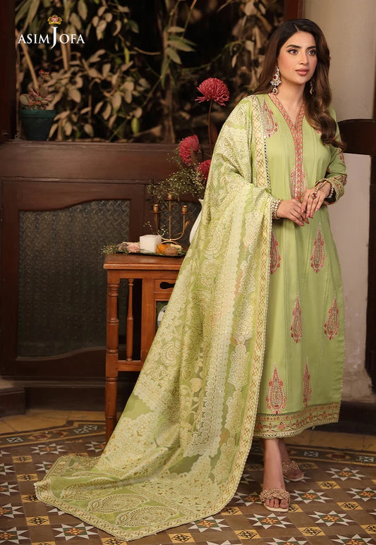 Zarq Barq By Asim Jofa Embroidered Suits Unstitched 3 Piece AJZB-24 - Eid Collection