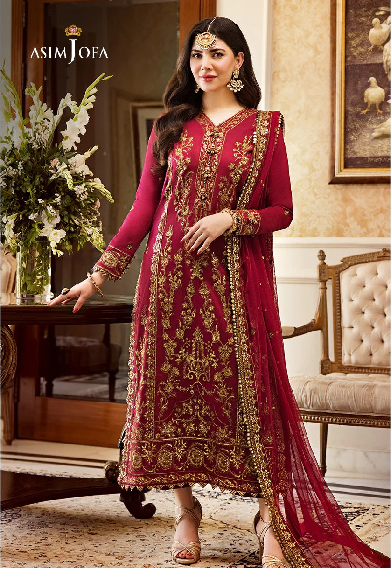 Asim Jofa Zari Sitara Embroidered Silk Lawn Unstitched 3 Piece Dress - AJZS 24