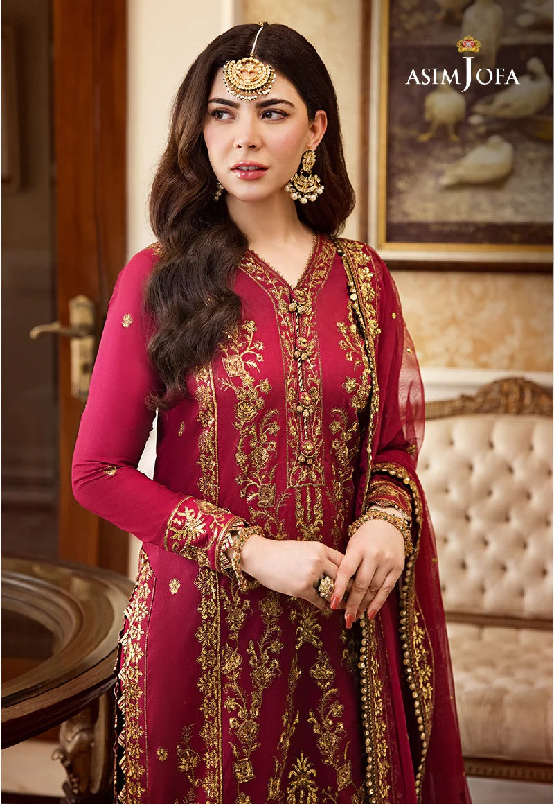 Asim Jofa Zari Sitara Embroidered Silk Lawn Unstitched 3 Piece Dress - AJZS 24