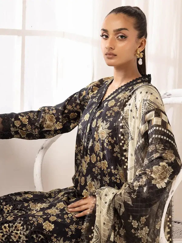 Printkari by NUR Embroidered Lawn 3 Piece Unstitch Dress - PN 24
