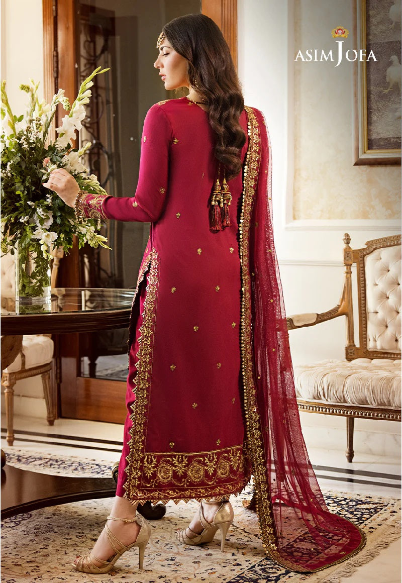 Asim Jofa Zari Sitara Embroidered Silk Lawn Unstitched 3 Piece Dress - AJZS 24