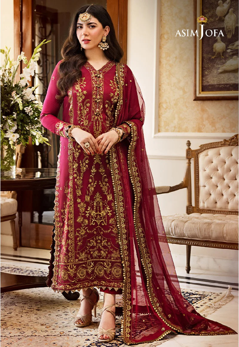 Asim Jofa Zari Sitara Embroidered Silk Lawn Unstitched 3 Piece Dress - AJZS 24
