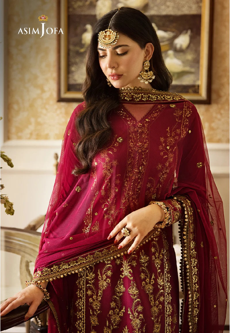 Asim Jofa Zari Sitara Embroidered Silk Lawn Unstitched 3 Piece Dress - AJZS 24
