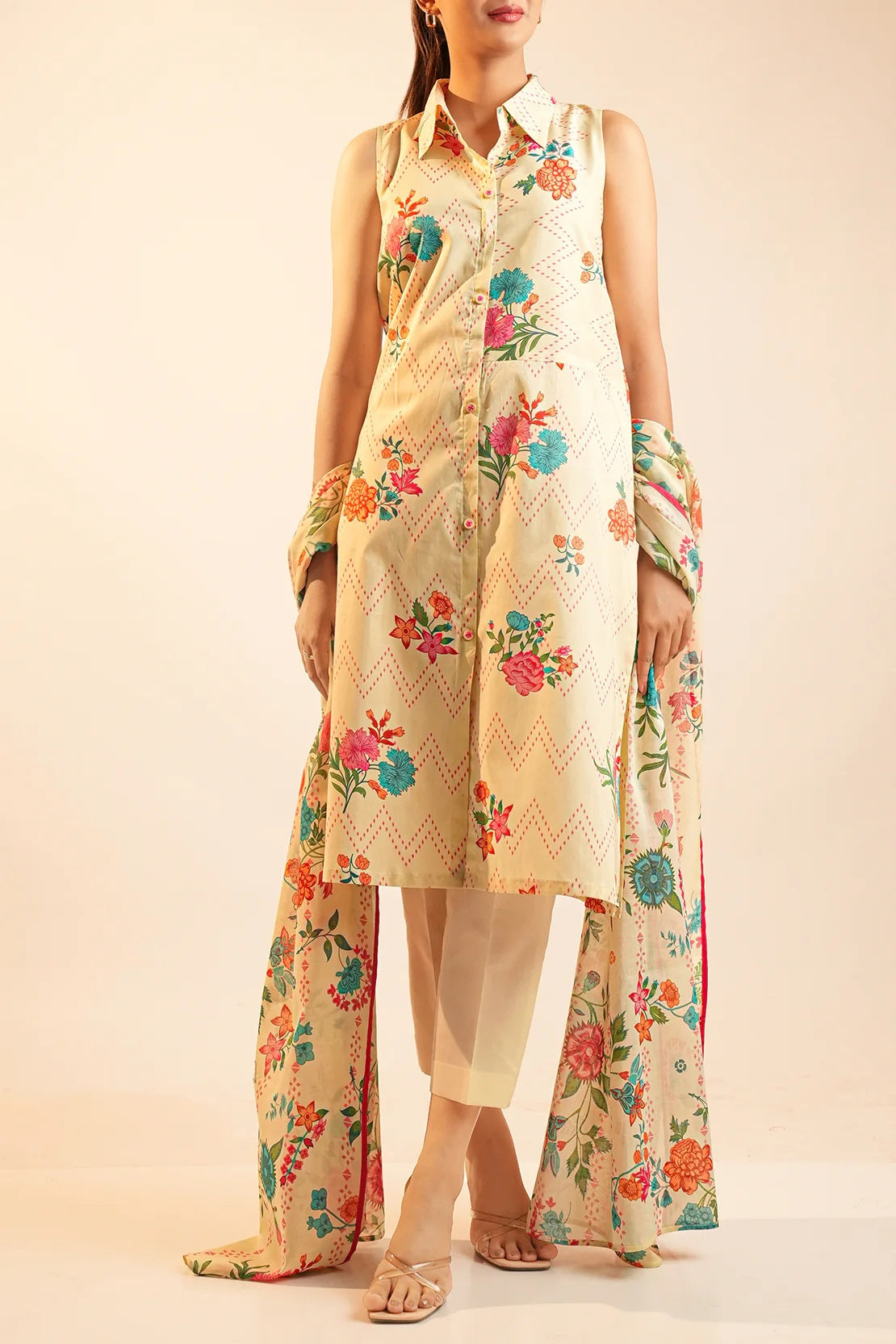 Saya Digital Printed Lawn 2 piece Unstitched Dress - U06-25065-6A