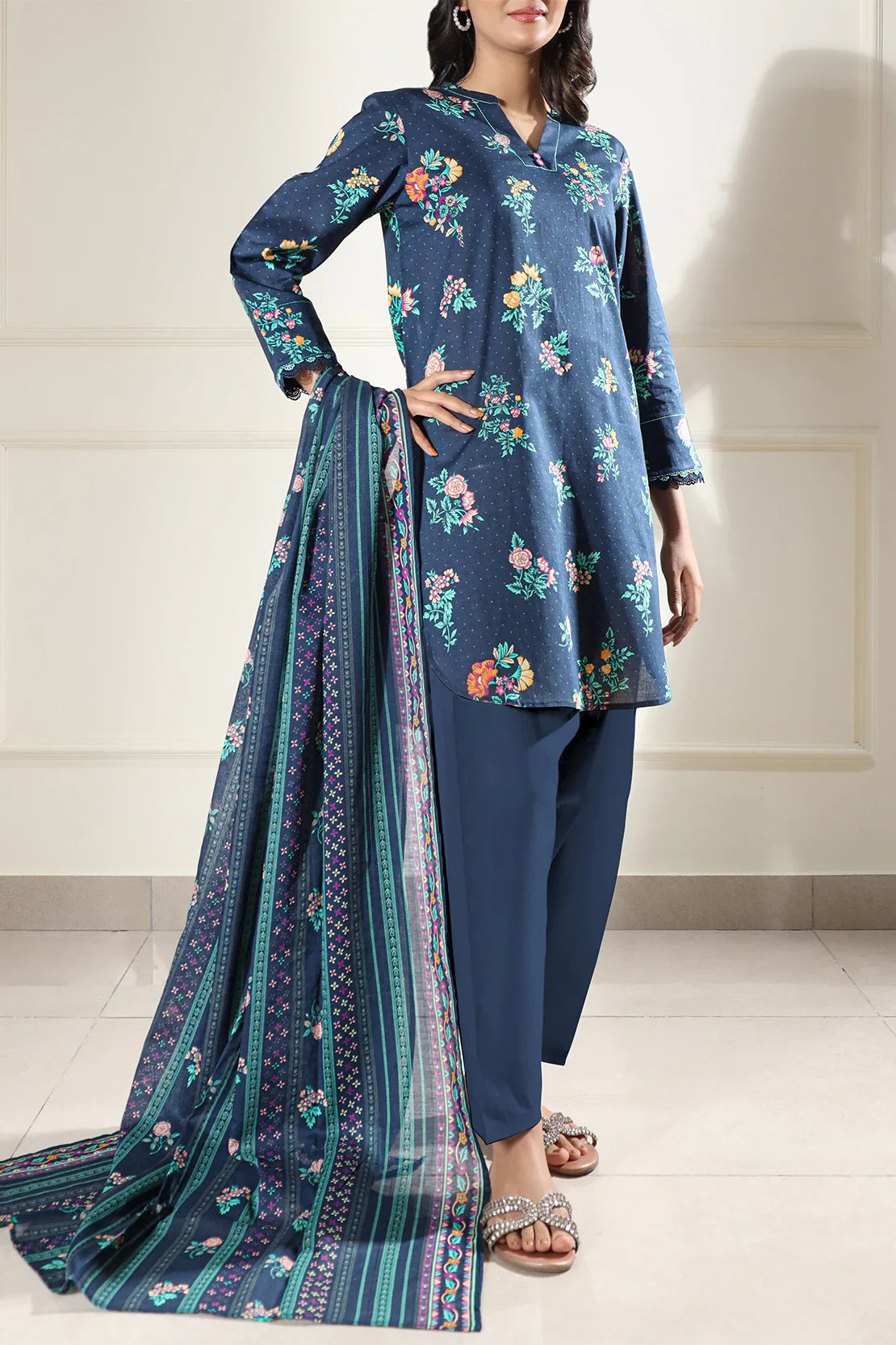 Saya Digital Printed Lawn 2 piece Unstitched Dress - U06-25065-10B
