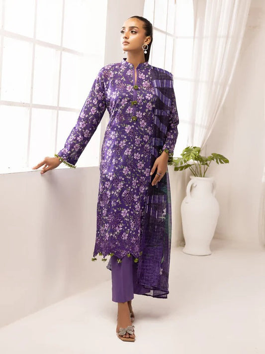 Printkari by NUR Embroidered Lawn 3 Piece Unstitch Dress - PN 25