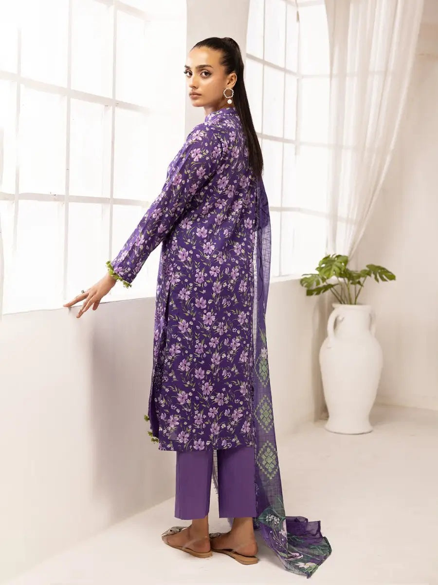 Printkari by NUR Embroidered Lawn 3 Piece Unstitch Dress - PN 25