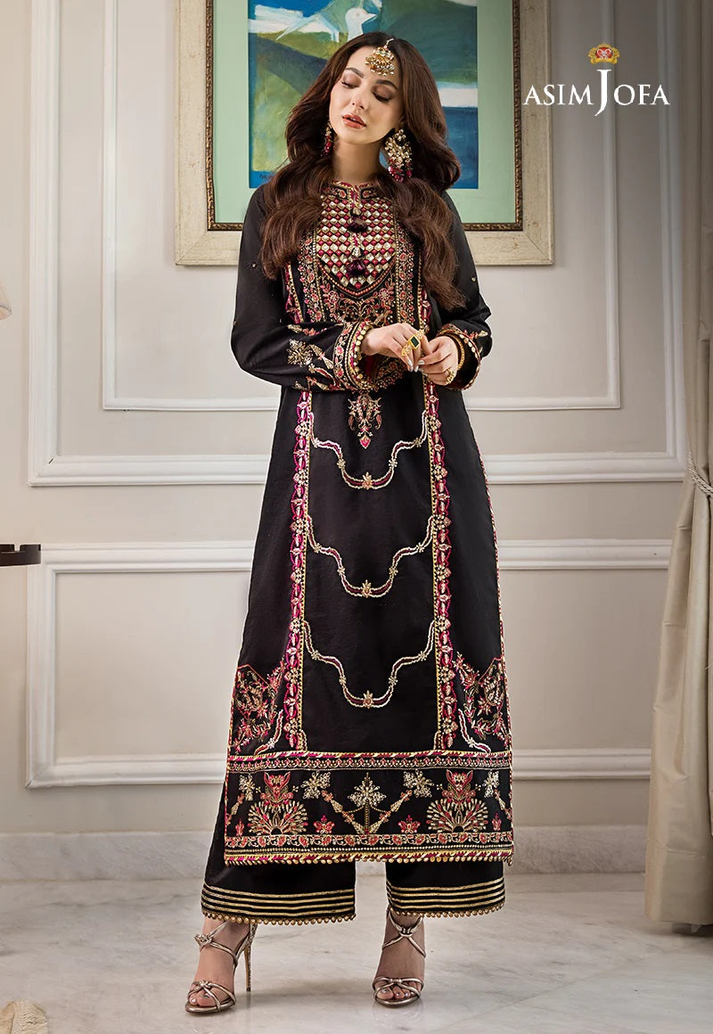 Asim Jofa Zari Sitara Embroidered Chanderi Cotton Unstitched 1 Piece Shirt - AJZS 25