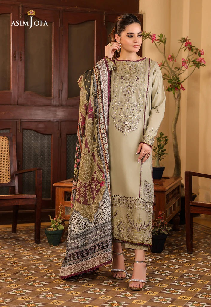 Zarq Barq By Asim Jofa Embroidered Suits Unstitched 3 Piece AJZB-25 - Eid Collection