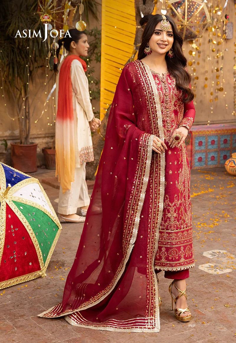 Chamak Damak by Asim Jofa Embroidered Suits Unstitched 3 Piece AJCD-25 - Festive Collection