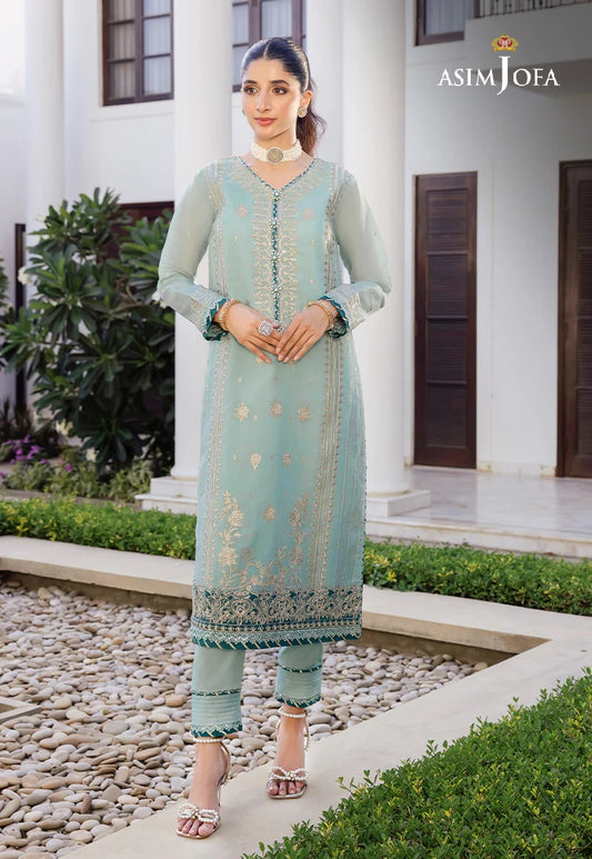 Asim Jofa Zari Sitara Embroidered Chanderi Cotton Unstitched 1 Piece Shirt - AJZS 26