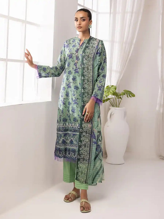 Printkari by NUR Embroidered Lawn 3 Piece Unstitch Dress - PN 26