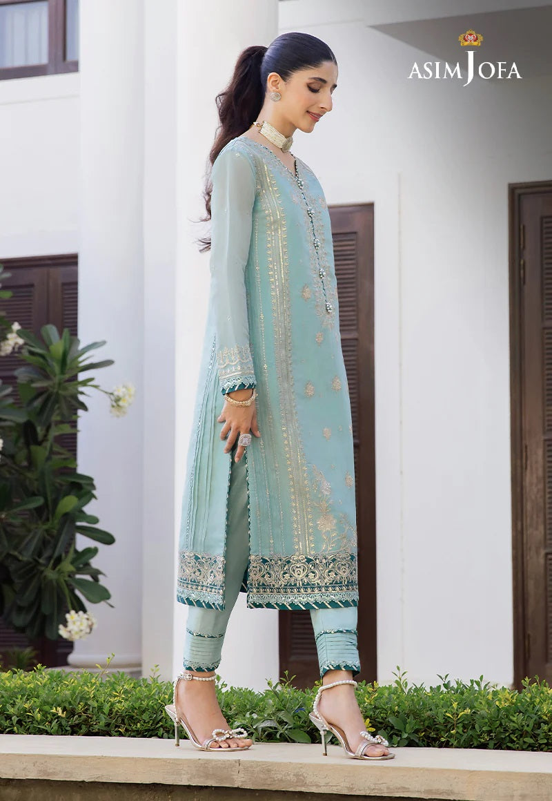 Asim Jofa Zari Sitara Embroidered Chanderi Cotton Unstitched 1 Piece Shirt - AJZS 26