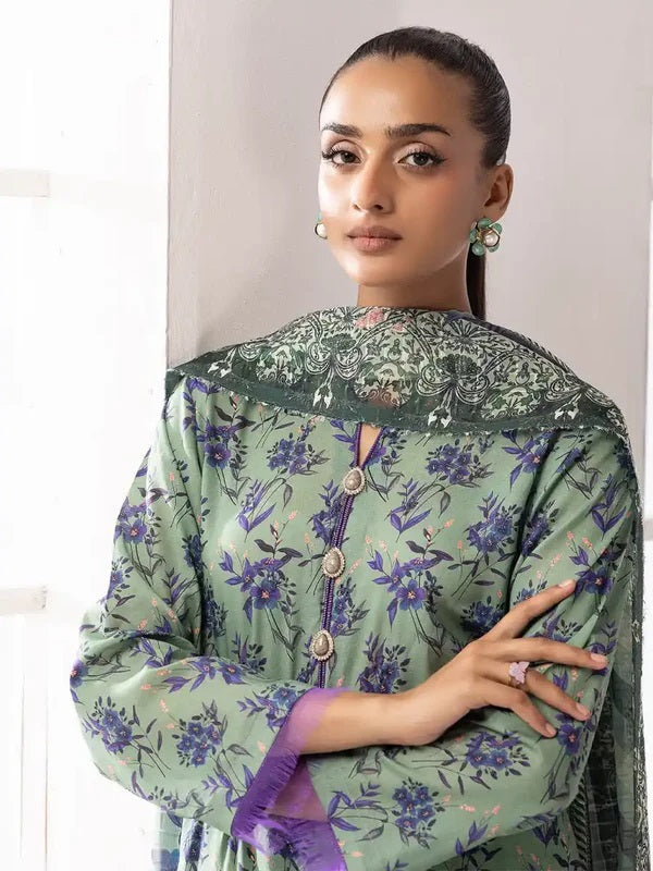 Printkari by NUR Embroidered Lawn 3 Piece Unstitch Dress - PN 26