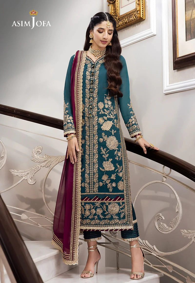 Asim Jofa Zari Sitara Embroidered Chanderi Cotton Unstitched 2 Piece Dress - AJZS 27