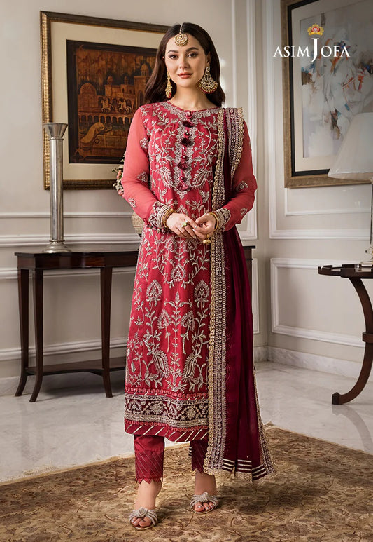 Asim Jofa Zari Sitara Embroidered Chiffon Unstitched 2 Piece Dress - AJZS 28