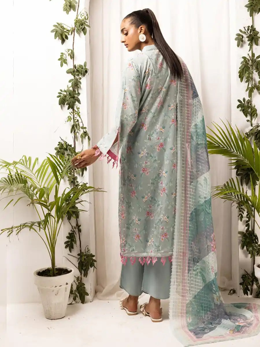 Printkari by NUR Embroidered Lawn 3 Piece Unstitch Dress - PN 28