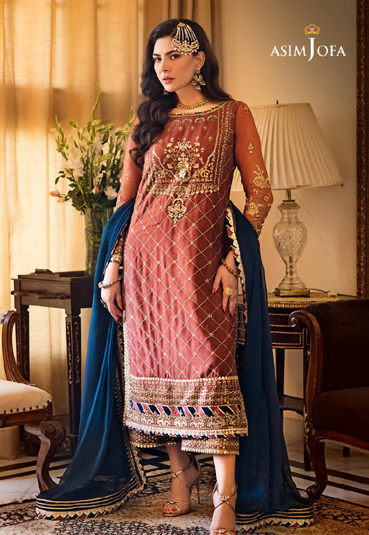 Asim Jofa Zari Sitara Embroidered Chiffon Unstitched 3 Piece Dress - AJZS 29