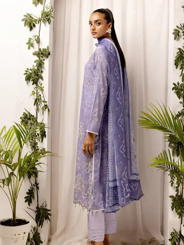Printkari by NUR Embroidered Lawn 3 Piece Unstitch Dress - PN 29