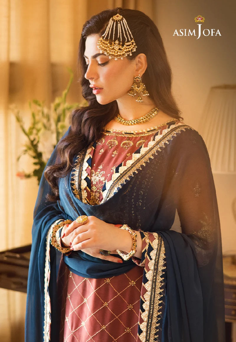Asim Jofa Zari Sitara Embroidered Chiffon Unstitched 3 Piece Dress - AJZS 29