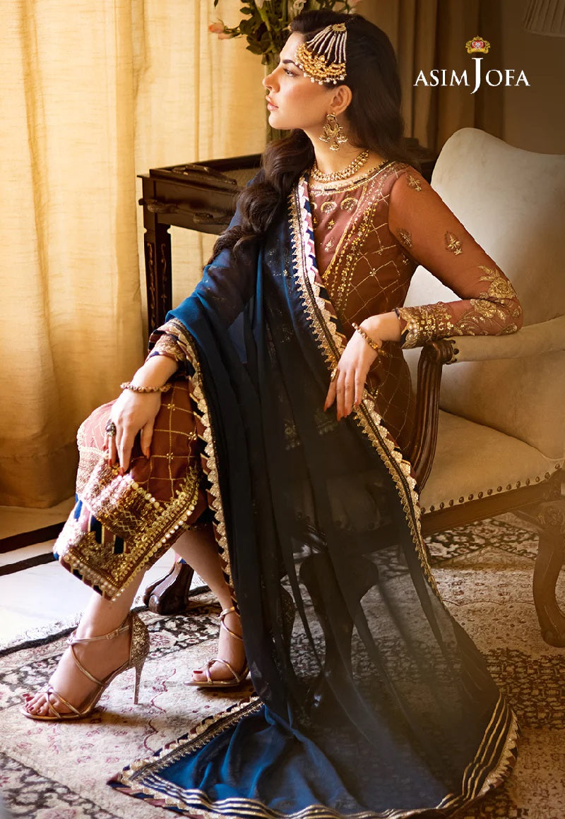 Asim Jofa Zari Sitara Embroidered Chiffon Unstitched 3 Piece Dress - AJZS 29