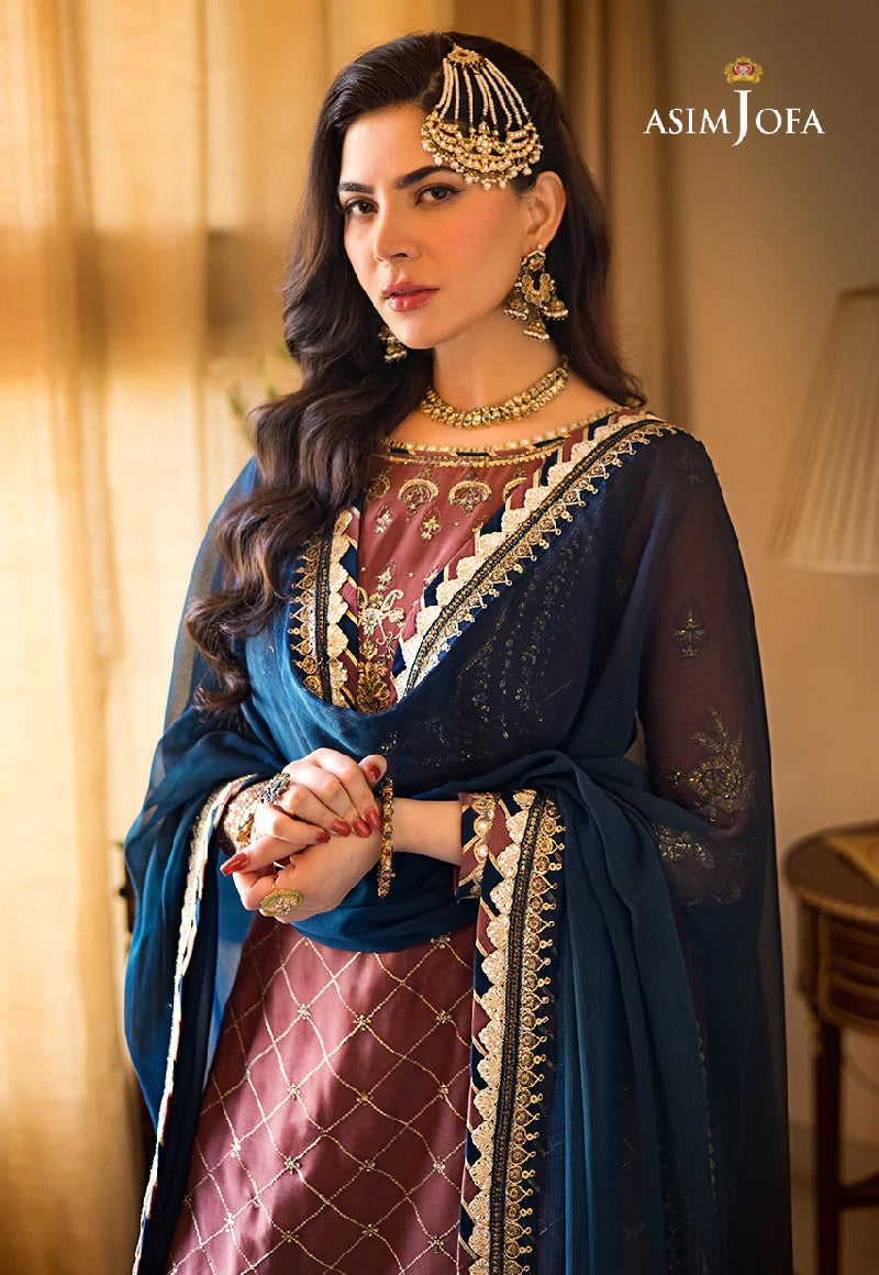 Asim Jofa Zari Sitara Embroidered Chiffon Unstitched 3 Piece Dress - AJZS 29