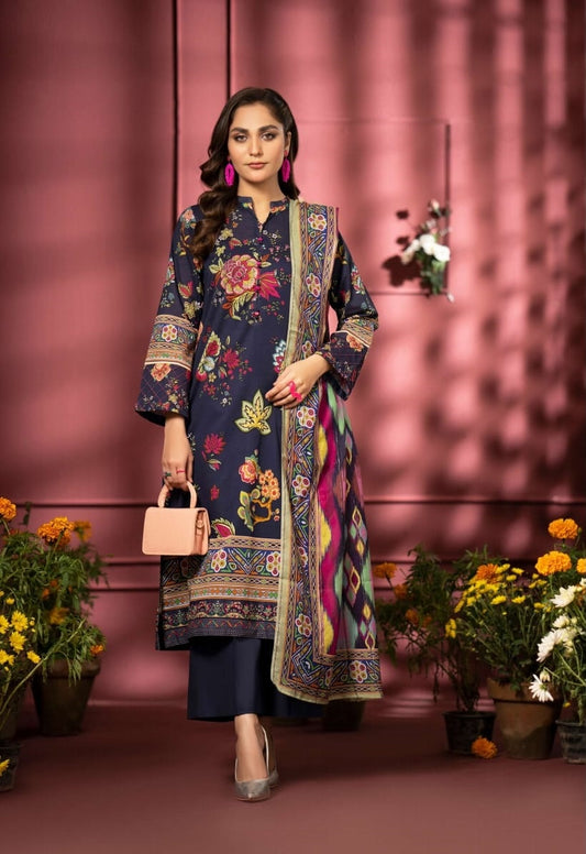 Pairoz by GJC Printed Lawn 3 piece Unstitched dress - PGJ-A02