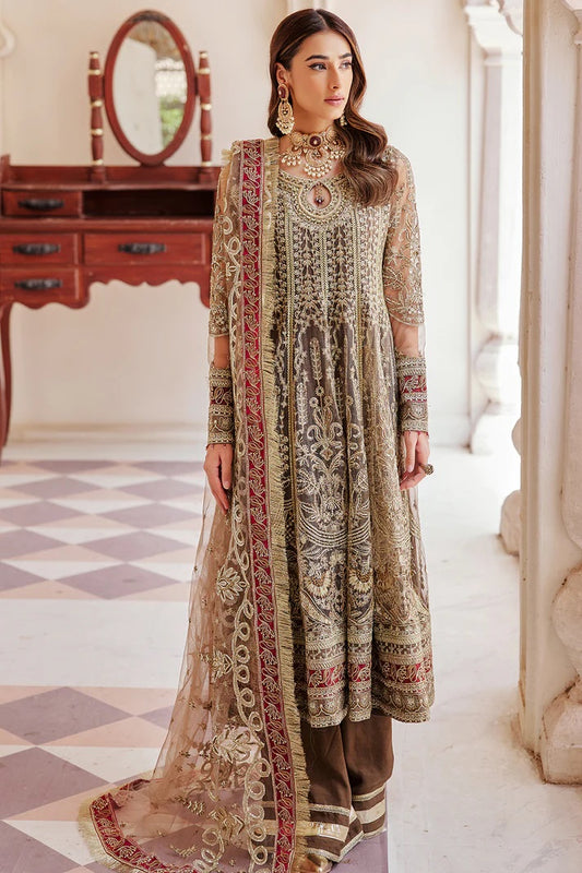 Emaan Adeel Net Embroidered 3 piece Unstitched Dress - LX 02