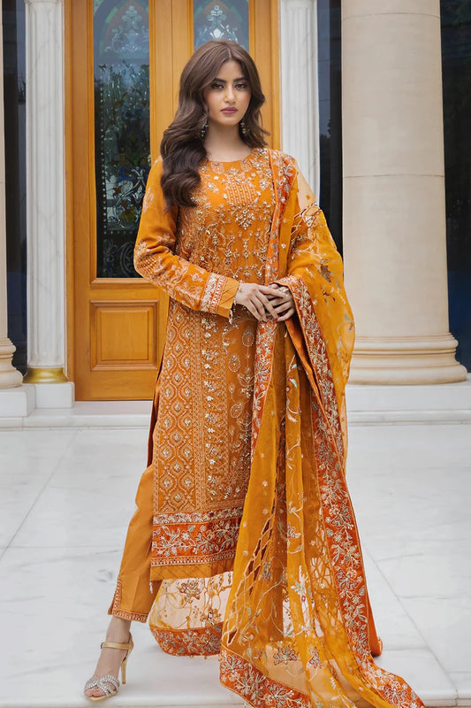 Ishq Aatish by Emaan Adeel Embroidered Chiffon Suits Unstitched 3 Piece EA23IA-02 Roohi - Luxury Collection