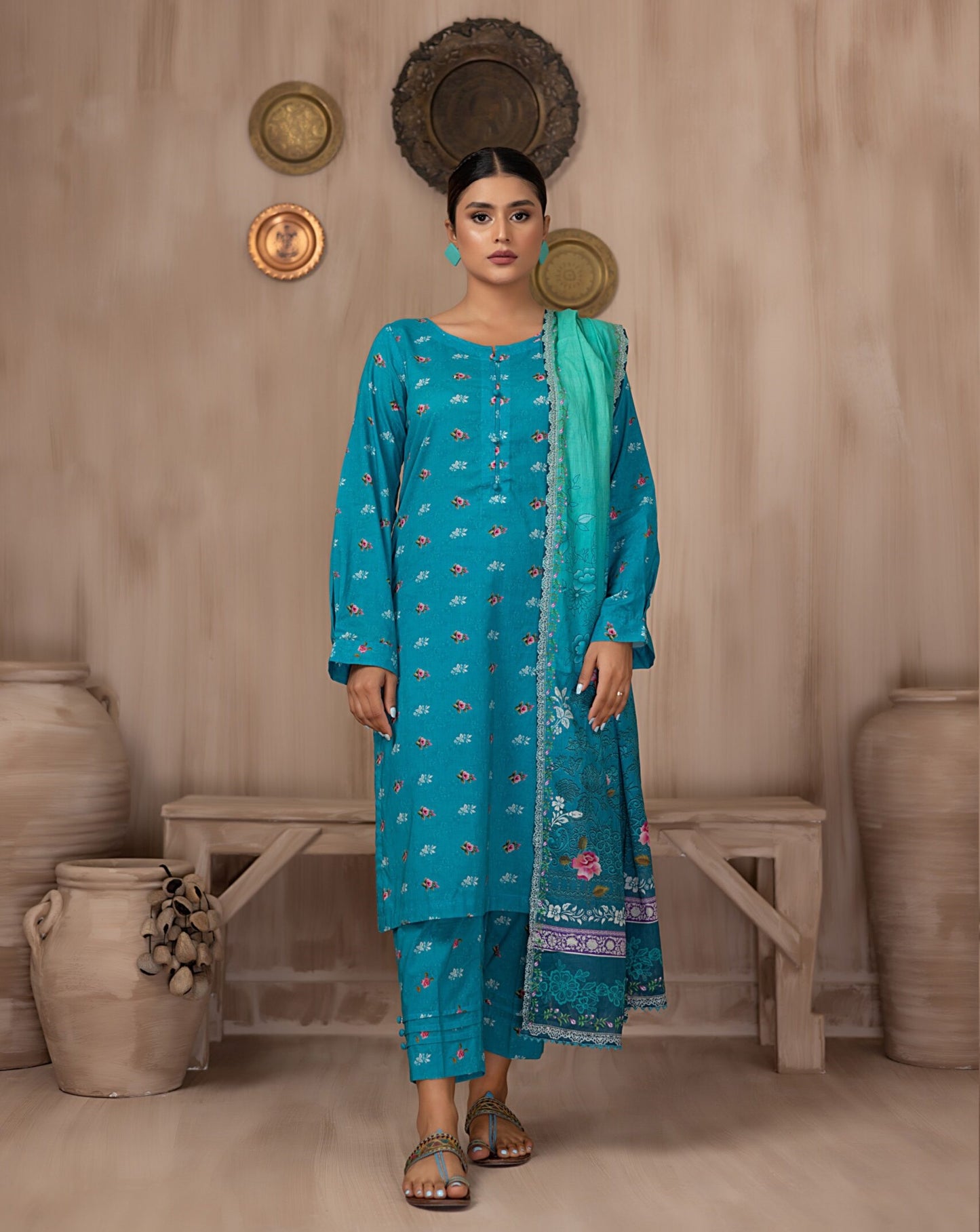 Identic Separate Mid Summer Printed Cotton 3 Piece Unstitched - ISMSC3 - 02