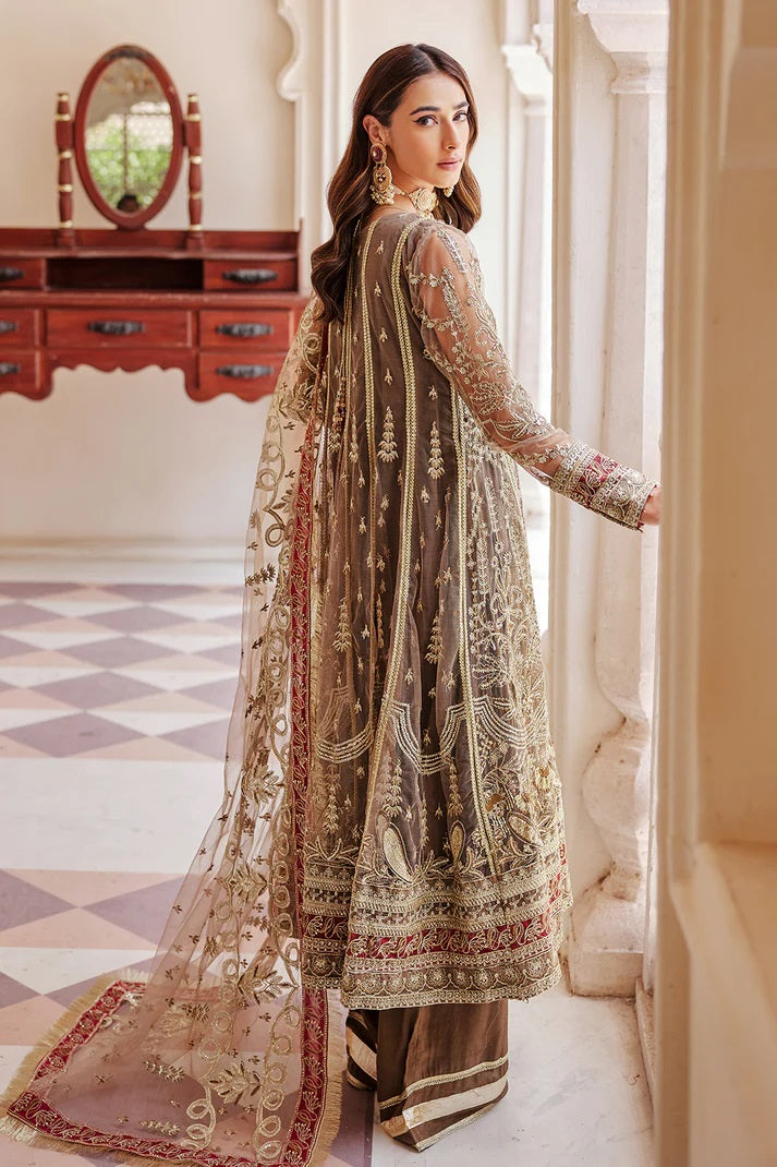 Emaan Adeel Net Embroidered 3 piece Unstitched Dress - LX 02