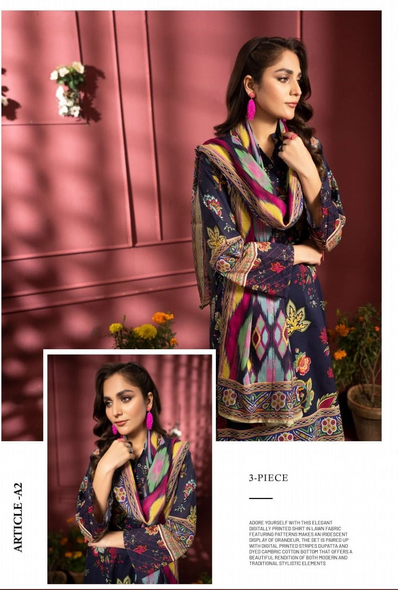 Pairoz by GJC Printed Lawn 3 piece Unstitched dress - PGJ-A02