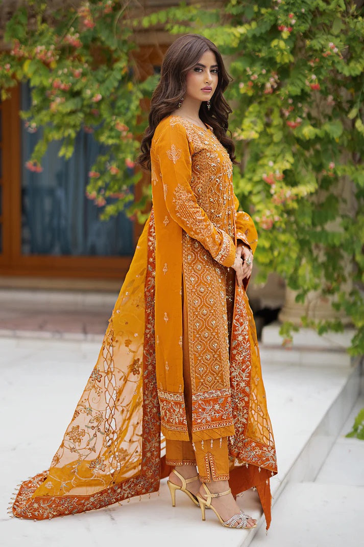 Ishq Aatish by Emaan Adeel Embroidered Chiffon Suits Unstitched 3 Piece EA23IA-02 Roohi - Luxury Collection