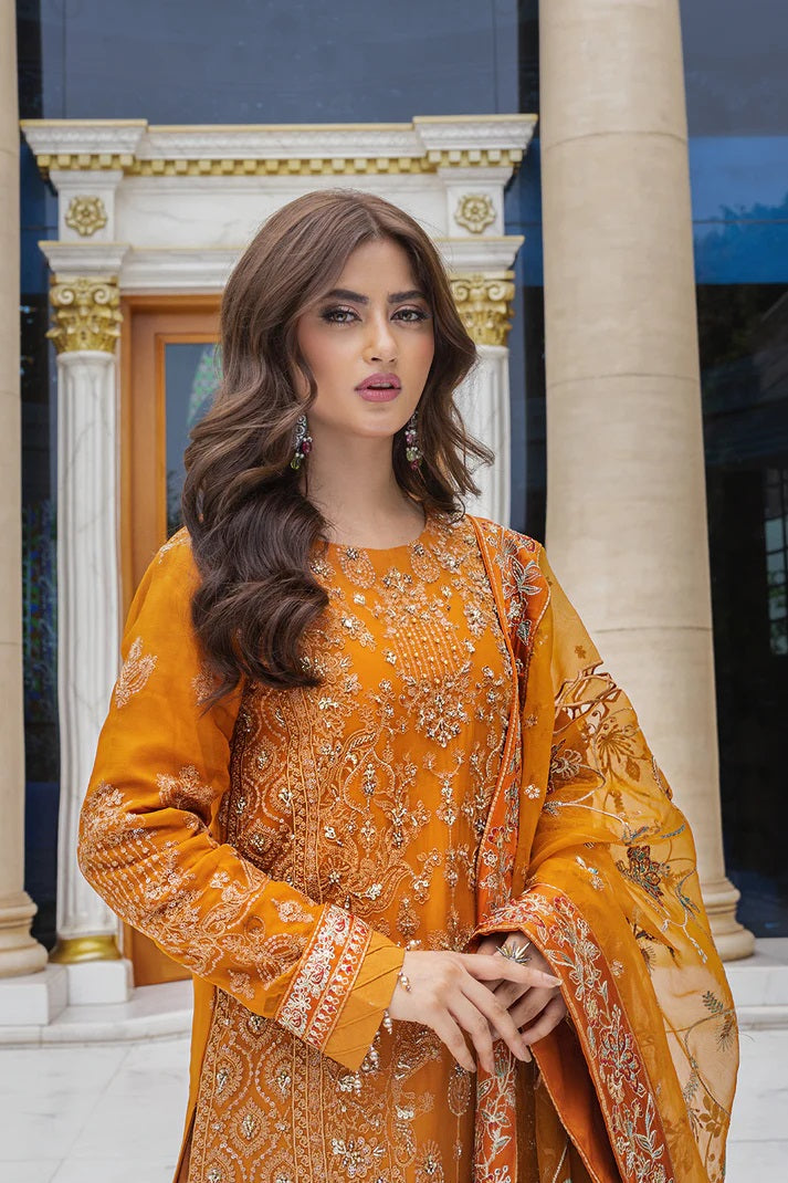 Ishq Aatish by Emaan Adeel Embroidered Chiffon Suits Unstitched 3 Piece EA23IA-02 Roohi - Luxury Collection