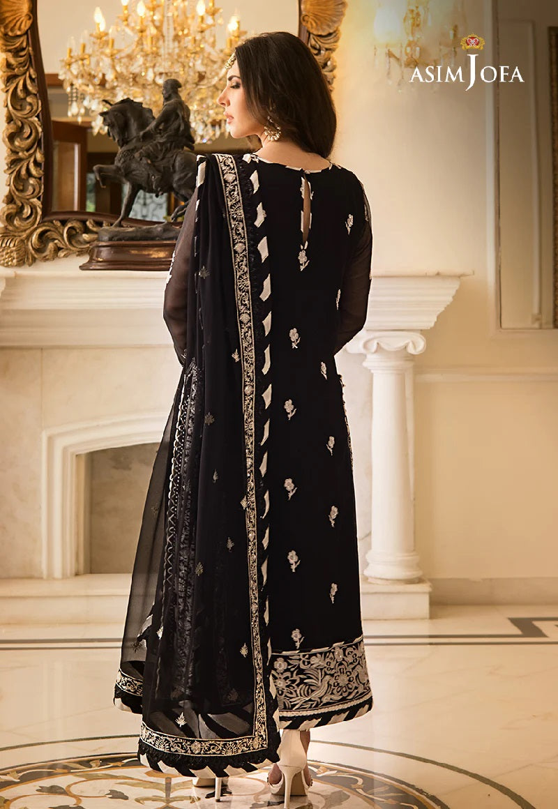 Asim Jofa Zari Sitara Embroidered Chiffon Unstitched 3 Piece Dress - AJZS 02