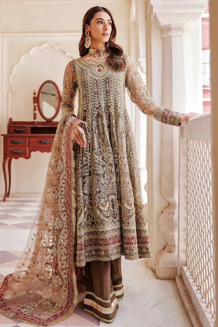 Emaan Adeel Net Embroidered 3 piece Unstitched Dress - LX 02