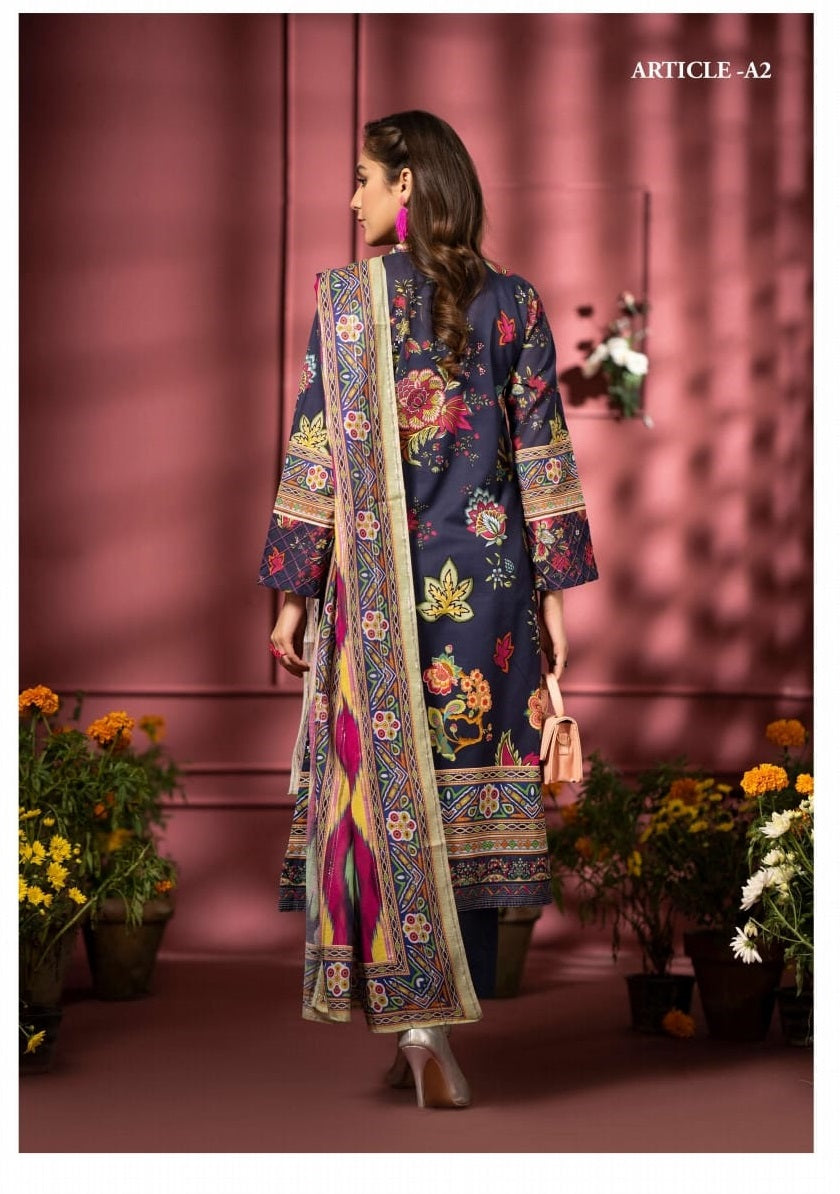 Pairoz by GJC Printed Lawn 3 piece Unstitched dress - PGJ-A02