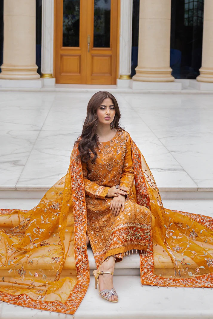 Ishq Aatish by Emaan Adeel Embroidered Chiffon Suits Unstitched 3 Piece EA23IA-02 Roohi - Luxury Collection