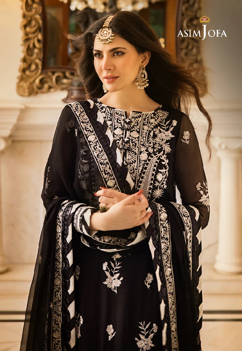 Asim Jofa Zari Sitara Embroidered Chiffon Unstitched 3 Piece Dress - AJZS 02