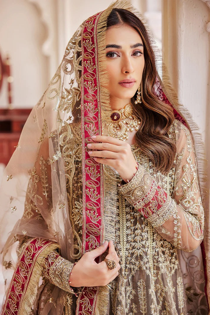 Emaan Adeel Net Embroidered 3 piece Unstitched Dress - LX 02