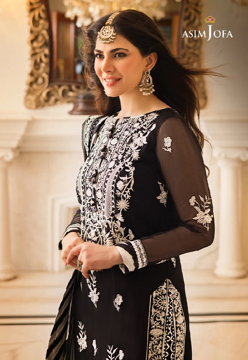 Asim Jofa Zari Sitara Embroidered Chiffon Unstitched 3 Piece Dress - AJZS 02